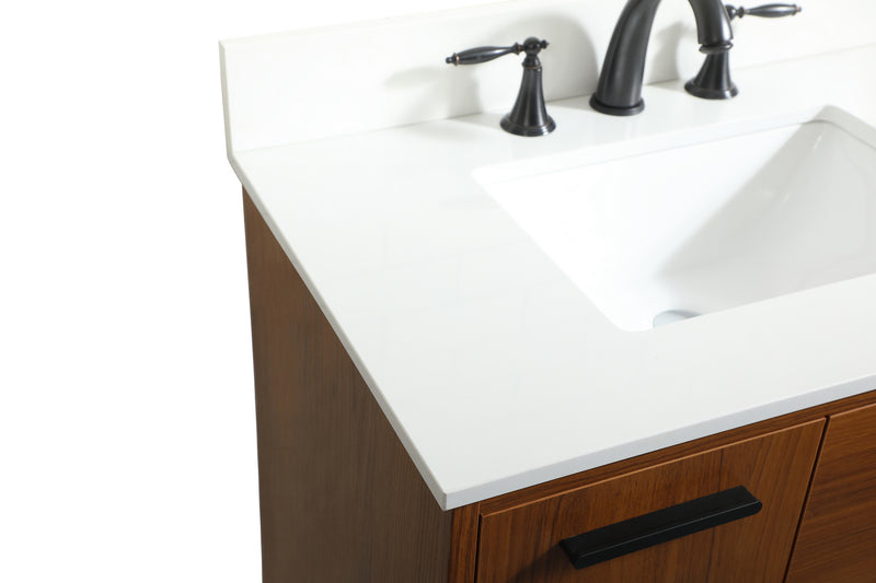 Elegant Lighting VF47030MTK-BS Vanity Sink Set, Teak