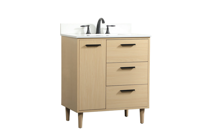 Elegant Lighting VF47030MMP-BS Vanity Sink Set, Maple