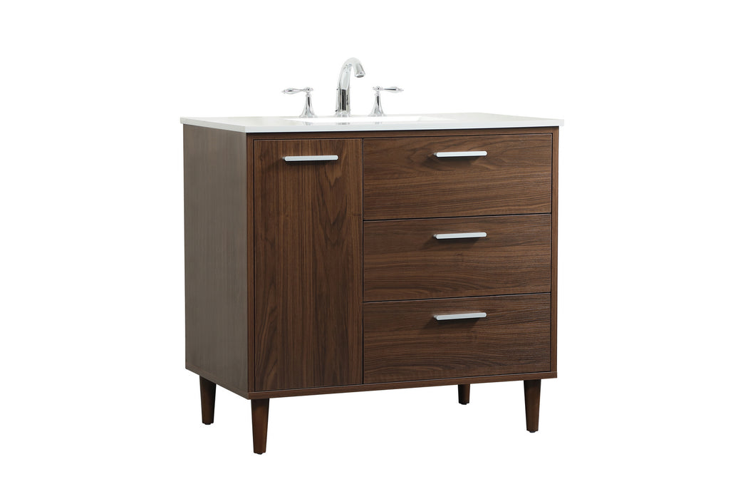 Elegant Lighting VF47036MWT Vanity Sink Set, Walnut