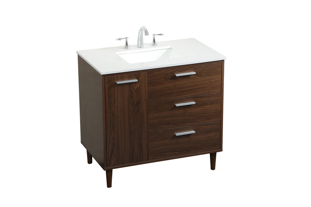 Elegant Lighting VF47036MWT Vanity Sink Set, Walnut