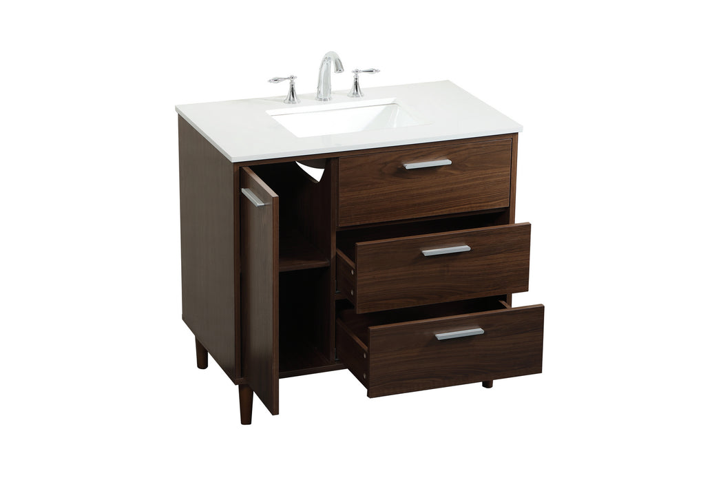 Elegant Lighting VF47036MWT Vanity Sink Set, Walnut