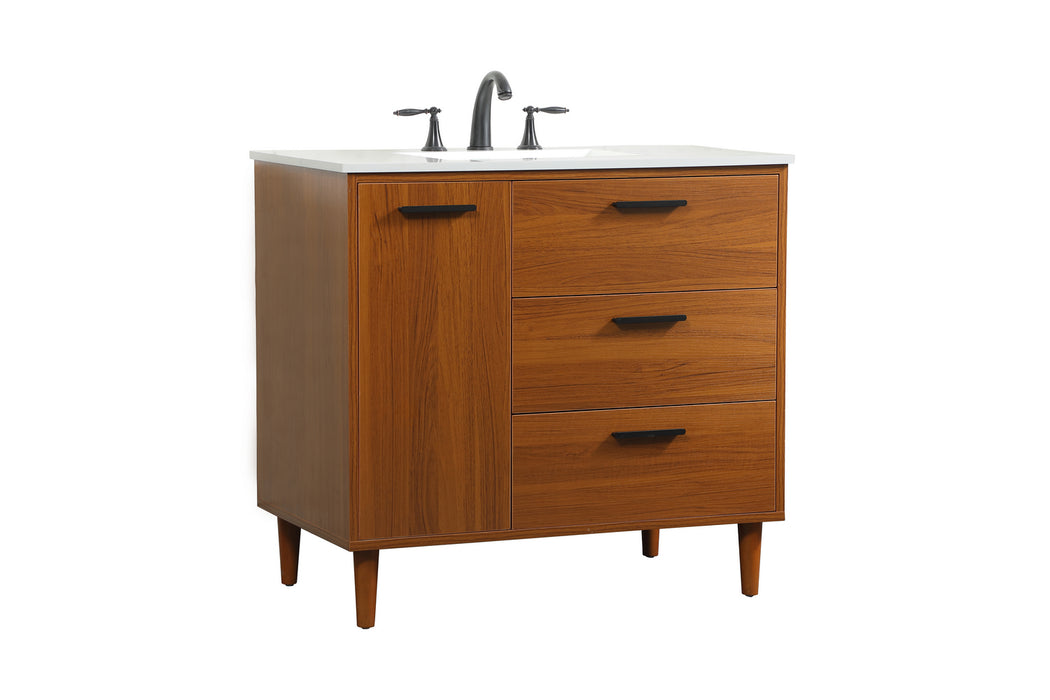 Elegant Lighting VF47036MTK Vanity Sink Set, Teak