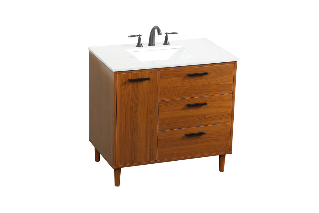 Elegant Lighting VF47036MTK Vanity Sink Set, Teak