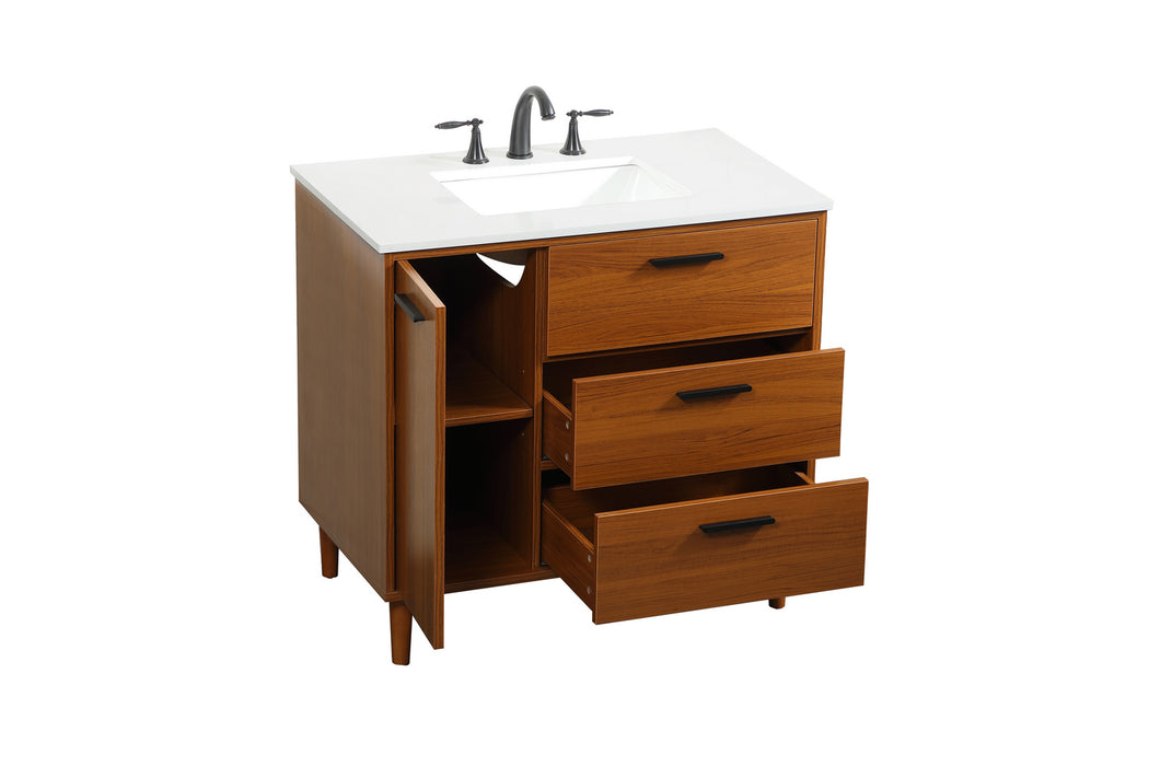Elegant Lighting VF47036MTK Vanity Sink Set, Teak