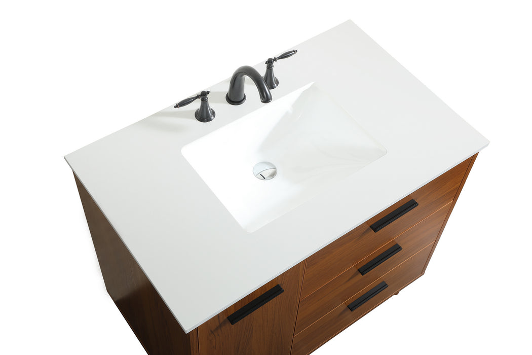 Elegant Lighting VF47036MTK Vanity Sink Set, Teak