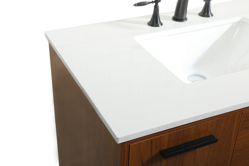 Elegant Lighting VF47036MTK Vanity Sink Set, Teak
