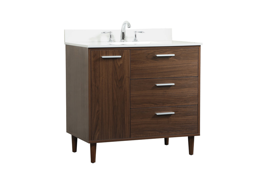 Elegant Lighting VF47036MWT-BS Vanity Sink Set, Walnut