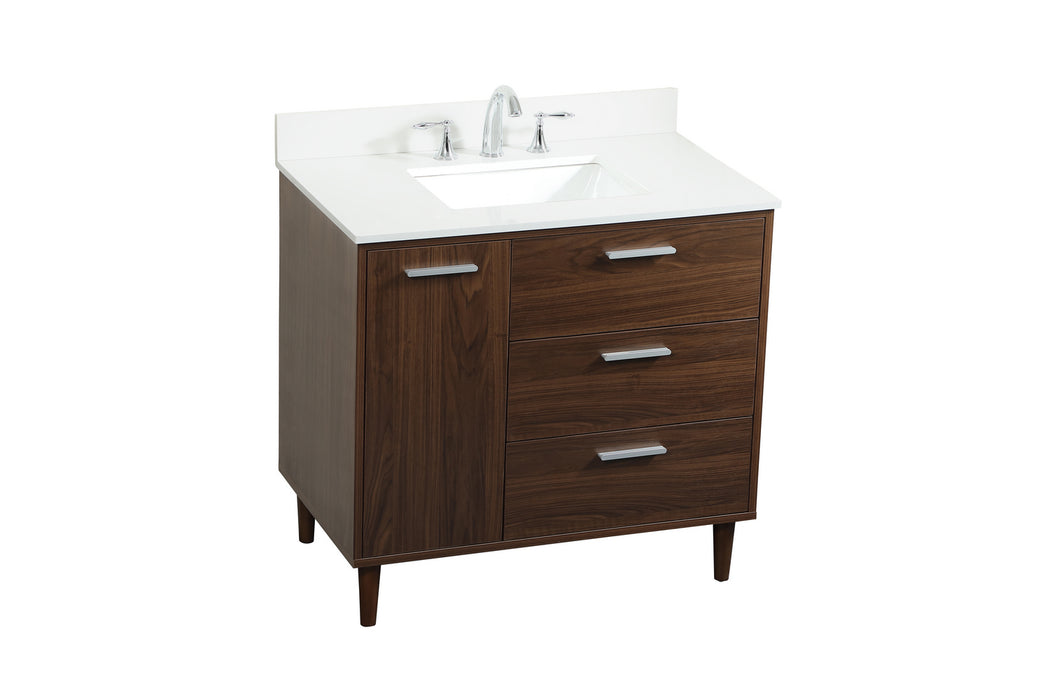 Elegant Lighting VF47036MWT-BS Vanity Sink Set, Walnut