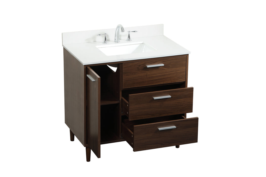 Elegant Lighting VF47036MWT-BS Vanity Sink Set, Walnut