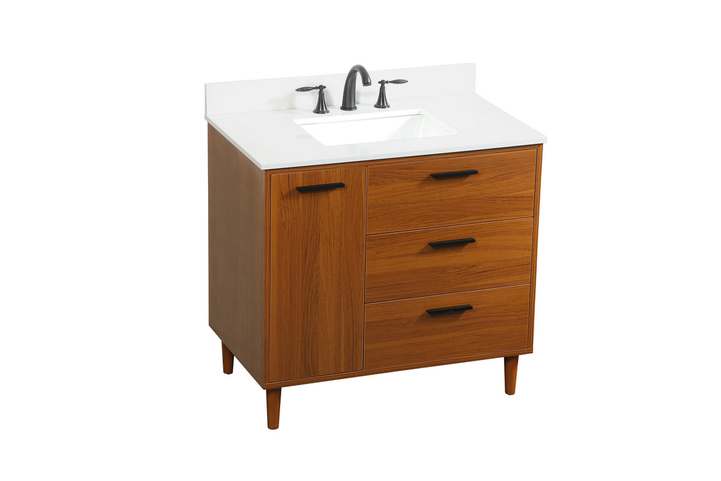 Elegant Lighting VF47036MTK-BS Vanity Sink Set, Teak