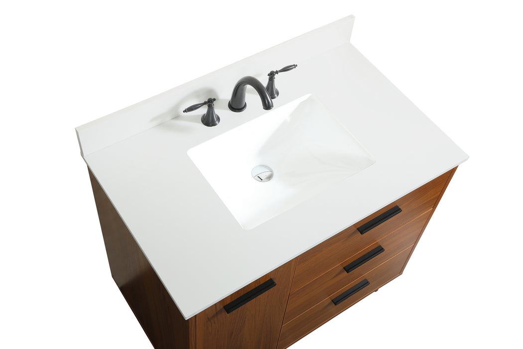 Elegant Lighting VF47036MTK-BS Vanity Sink Set, Teak