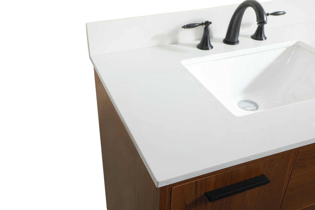 Elegant Lighting VF47036MTK-BS Vanity Sink Set, Teak
