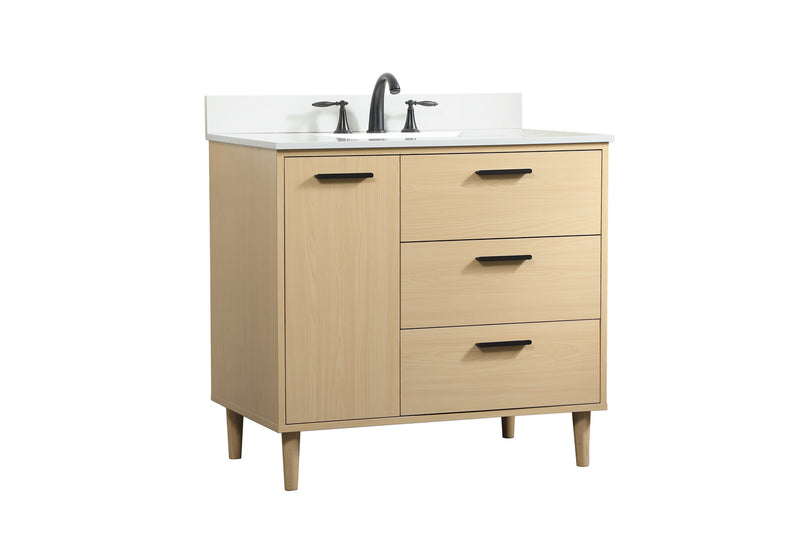 Elegant Lighting VF47036MMP-BS Vanity Sink Set, Maple