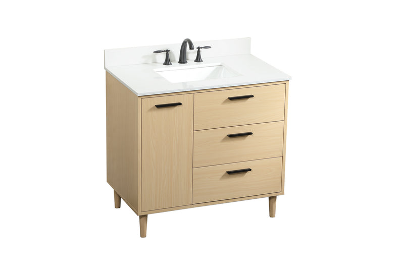Elegant Lighting VF47036MMP-BS Vanity Sink Set, Maple