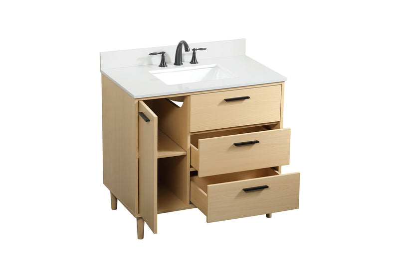 Elegant Lighting VF47036MMP-BS Vanity Sink Set, Maple