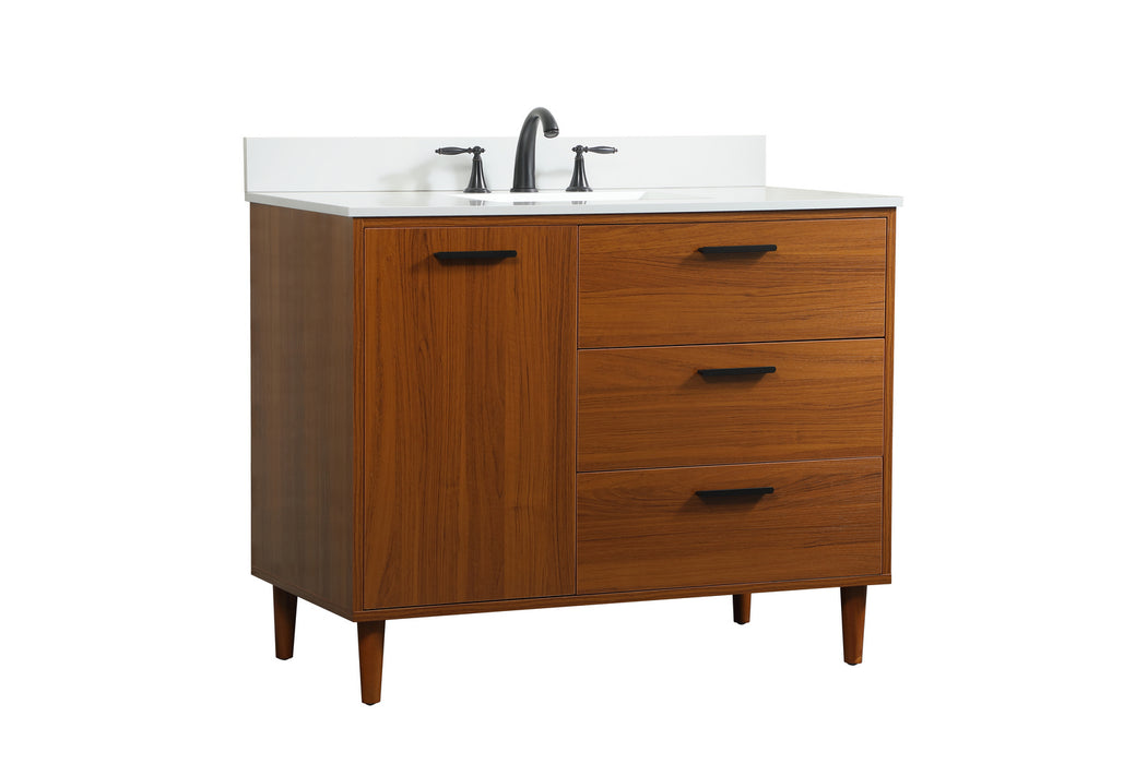 Elegant Lighting VF47042MTK-BS Vanity Sink Set, Teak