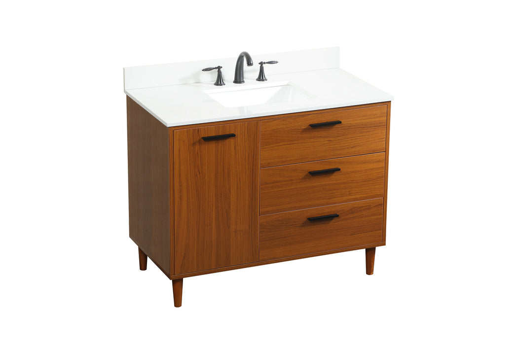 Elegant Lighting VF47042MTK-BS Vanity Sink Set, Teak