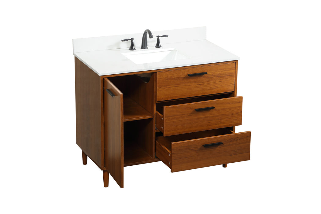 Elegant Lighting VF47042MTK-BS Vanity Sink Set, Teak