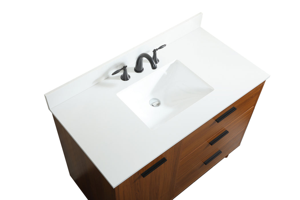 Elegant Lighting VF47042MTK-BS Vanity Sink Set, Teak