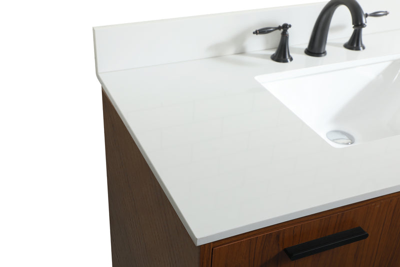 Elegant Lighting VF47042MTK-BS Vanity Sink Set, Teak