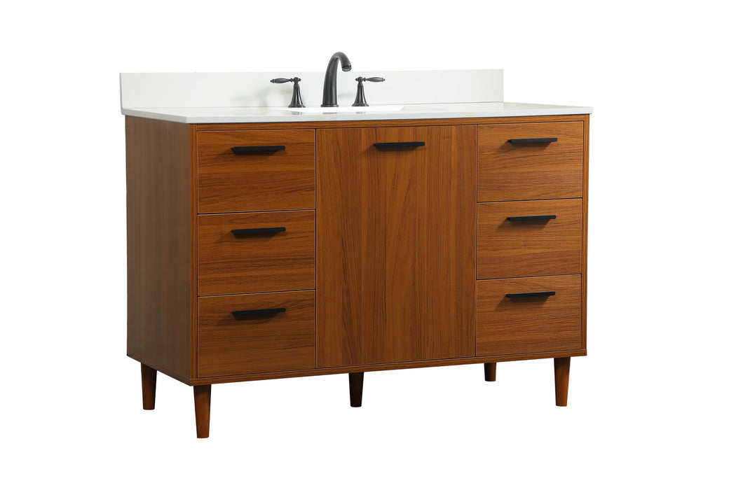 Elegant Lighting VF47048MTK-BS Vanity Sink Set, Teak
