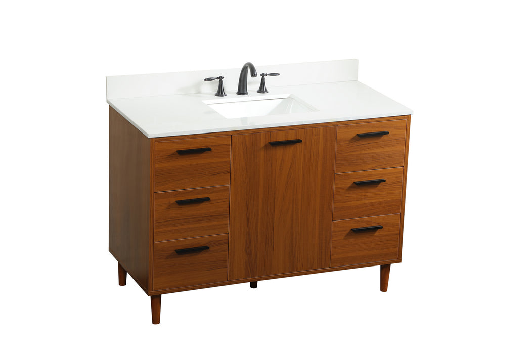 Elegant Lighting VF47048MTK-BS Vanity Sink Set, Teak