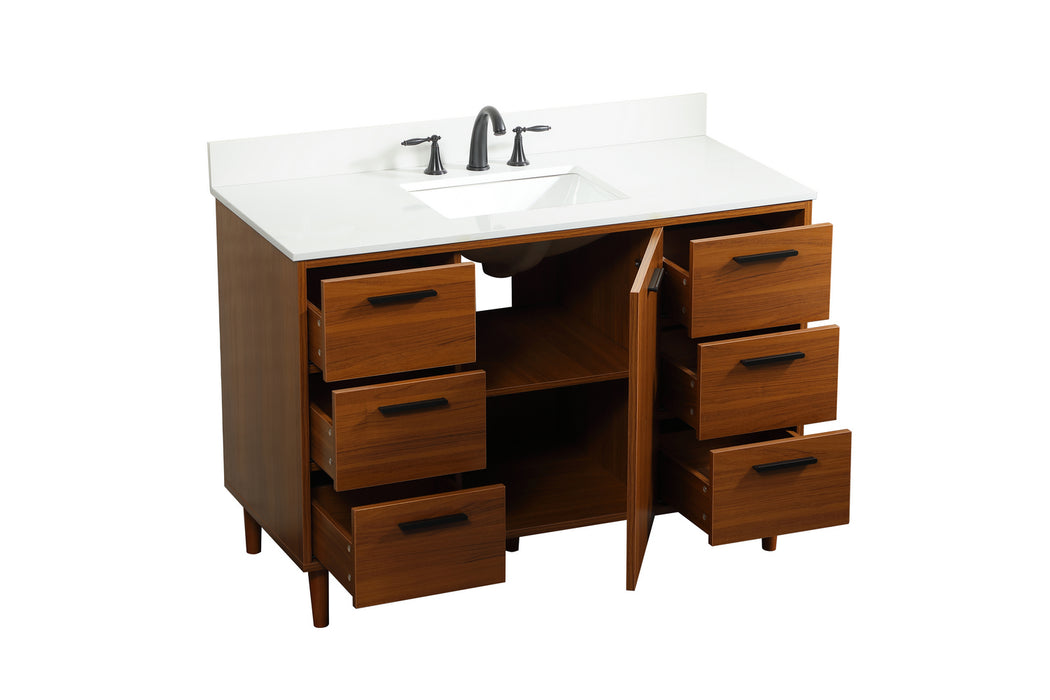 Elegant Lighting VF47048MTK-BS Vanity Sink Set, Teak