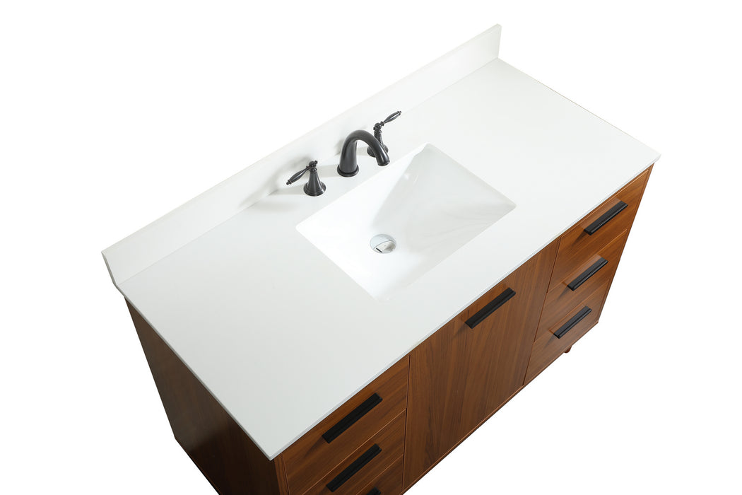 Elegant Lighting VF47048MTK-BS Vanity Sink Set, Teak