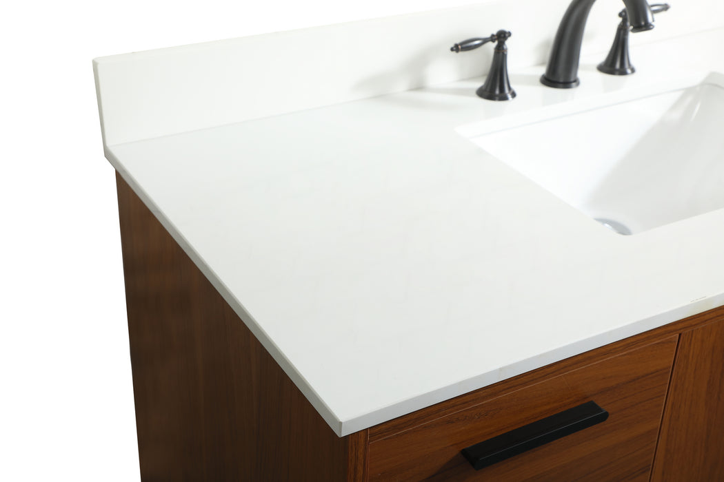 Elegant Lighting VF47048MTK-BS Vanity Sink Set, Teak