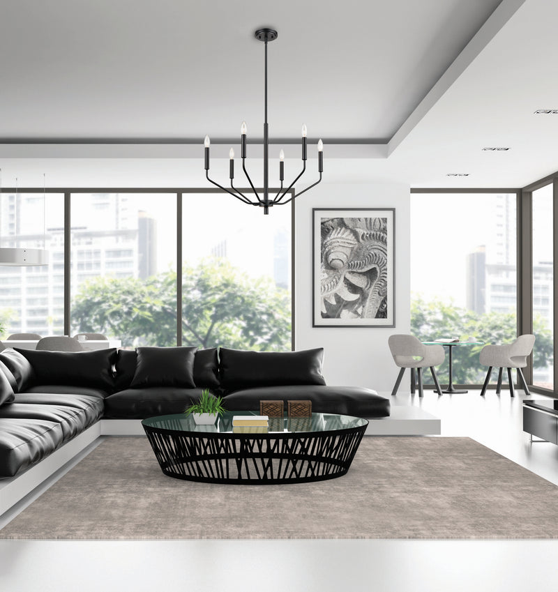 Millennium 8166-MB Six Light Chandelier, Matte Black