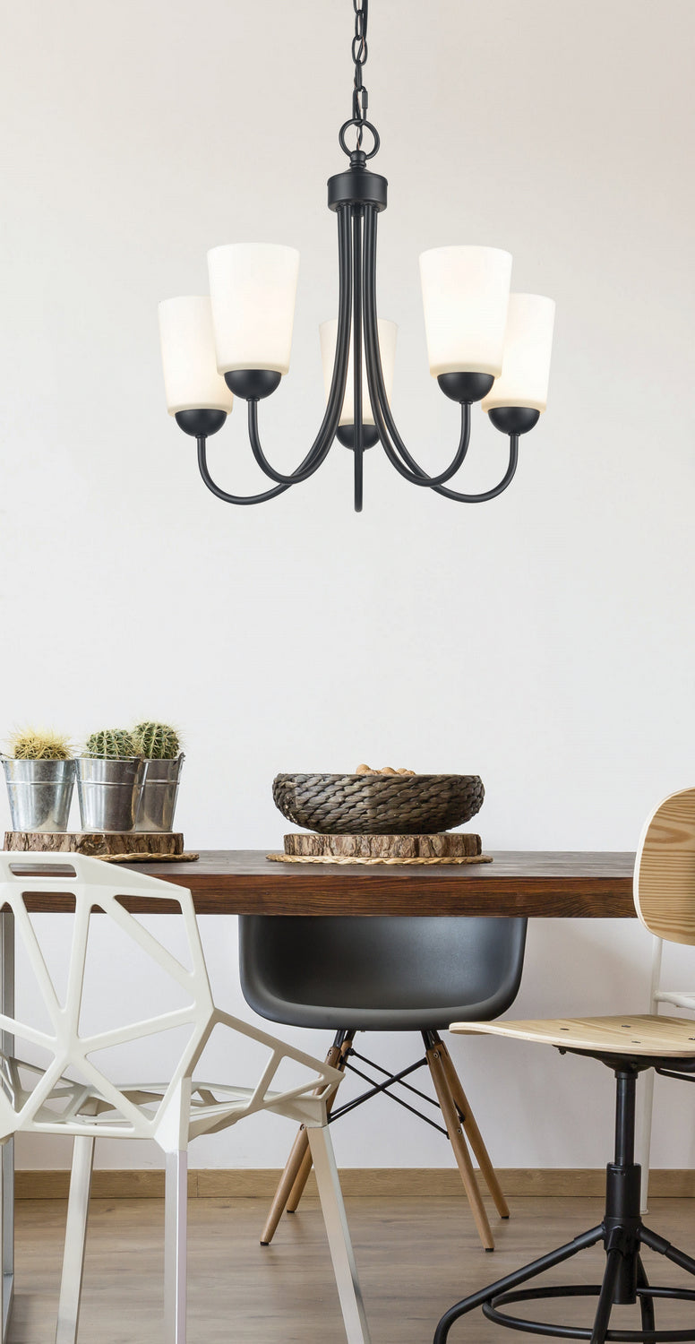 Millennium 9805-MB Five Light Chandelier, Matte Black