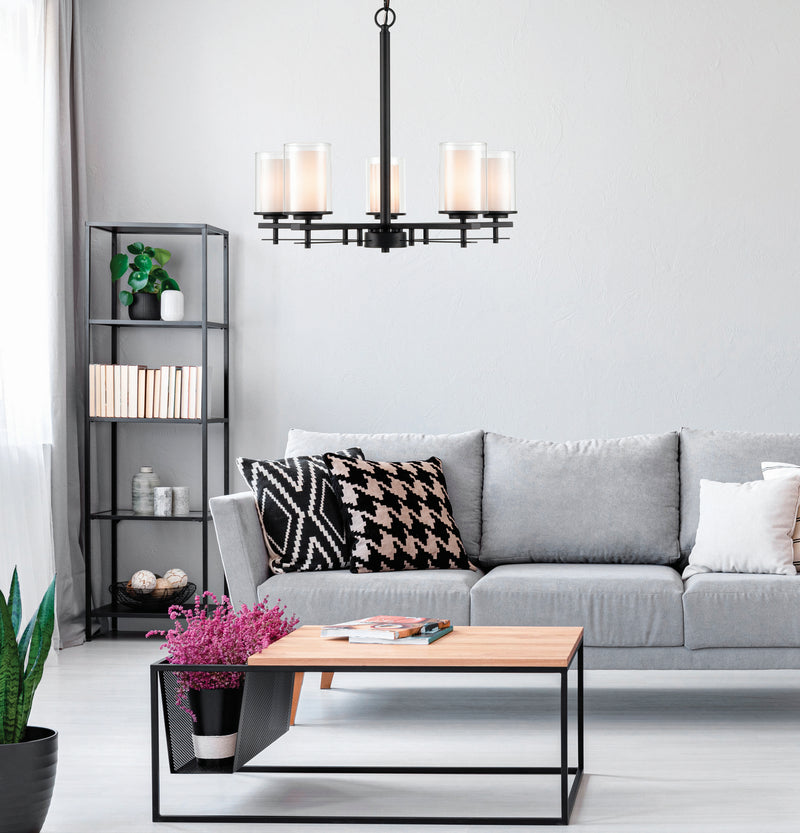 Millennium 5515-MB Five Light Chandelier, Matte Black