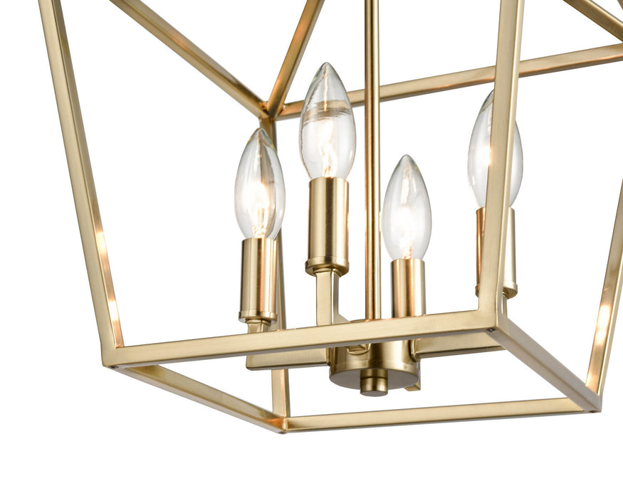 Millennium 3234-MG Four Light Pendant, Modern Gold