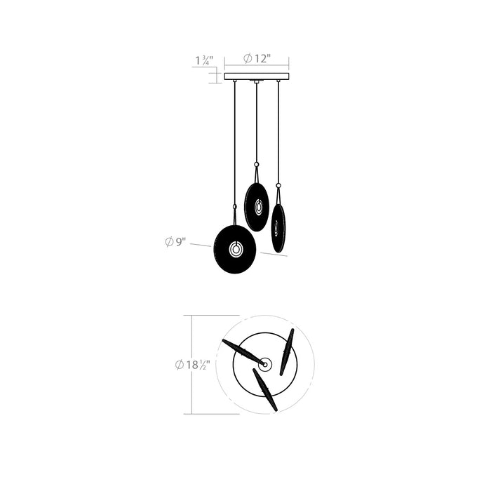 Sonneman 3113.25E LED Pendant, Satin Black