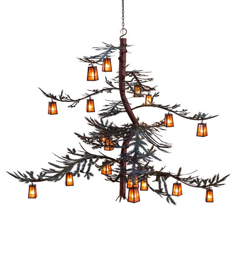 Meyda Tiffany 233599 18 Light Chandelier, Rust And Green Trees