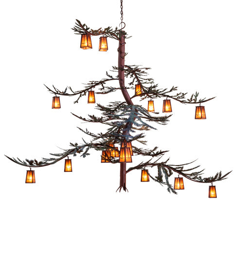 Meyda Tiffany 233599 18 Light Chandelier, Rust And Green Trees