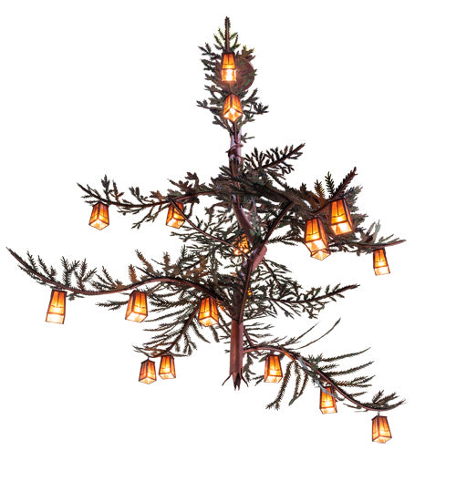 Meyda Tiffany 233599 18 Light Chandelier, Rust And Green Trees