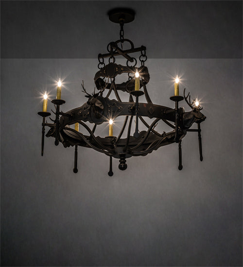 Meyda Tiffany 234729 Eight Light Chandelier, Timeless Bronze Hilighted
