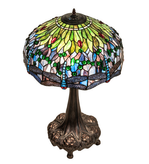 Meyda Tiffany 47552 Three Light Table Lamp, Mahogany Bronze