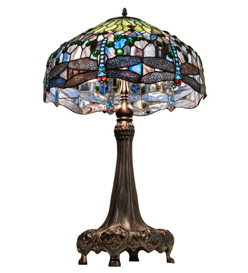 Meyda Tiffany 47552 Three Light Table Lamp, Mahogany Bronze