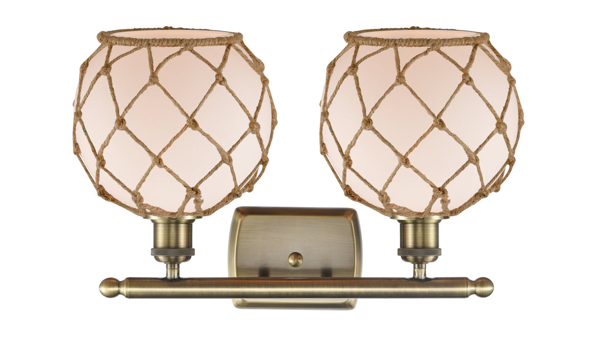 Innovations 516-2W-AB-G121-8RB Two Light Bath Vanity, Antique Brass
