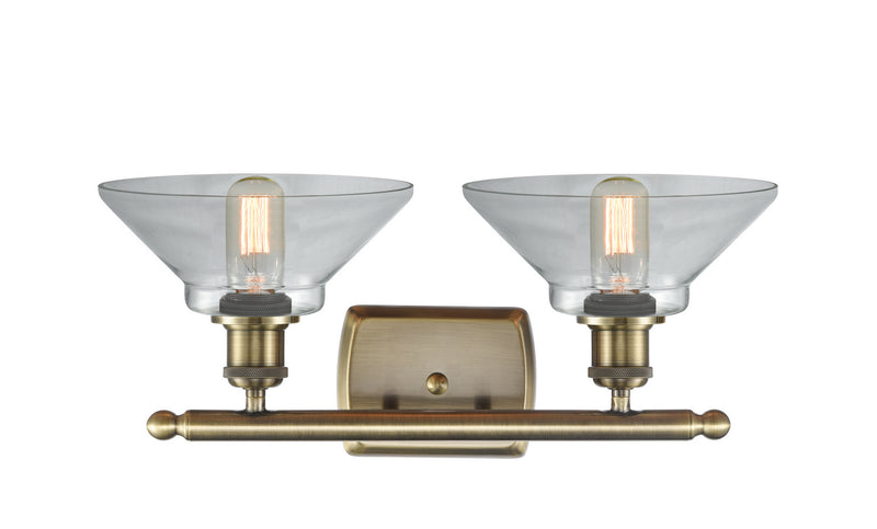 Innovations 516-2W-AB-G132 Two Light Bath Vanity, Antique Brass