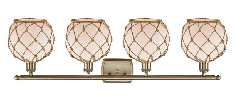 Innovations 516-4W-AB-G121-8RB Four Light Bath Vanity, Antique Brass