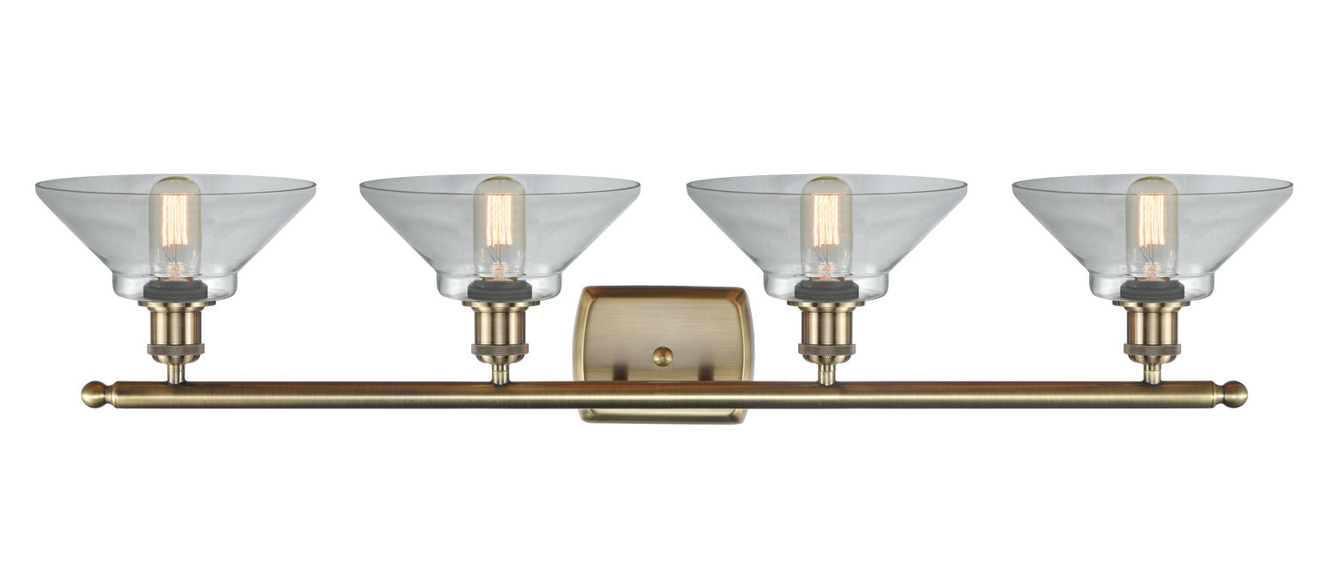Innovations 516-4W-AB-G132 Four Light Bath Vanity, Antique Brass