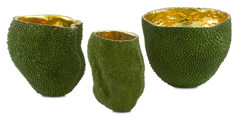 Currey and Company 1200-0289 Vase, Green/Gold