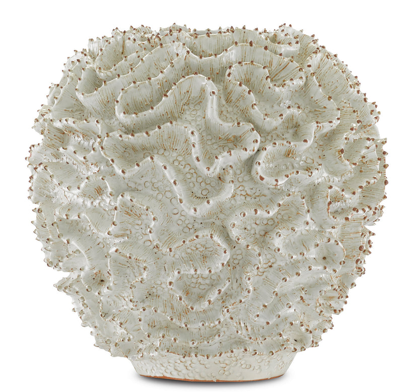 Currey and Company 1200-0296 Vase, White/Gold