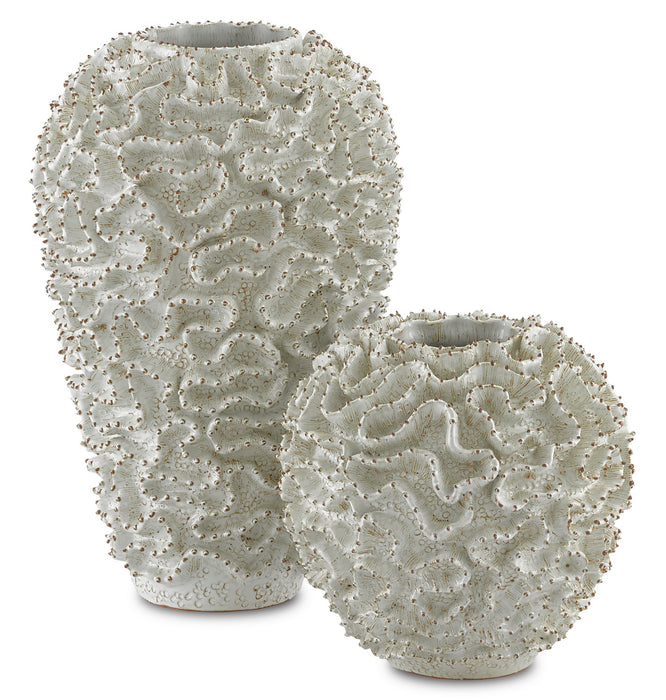 Currey and Company 1200-0296 Vase, White/Gold