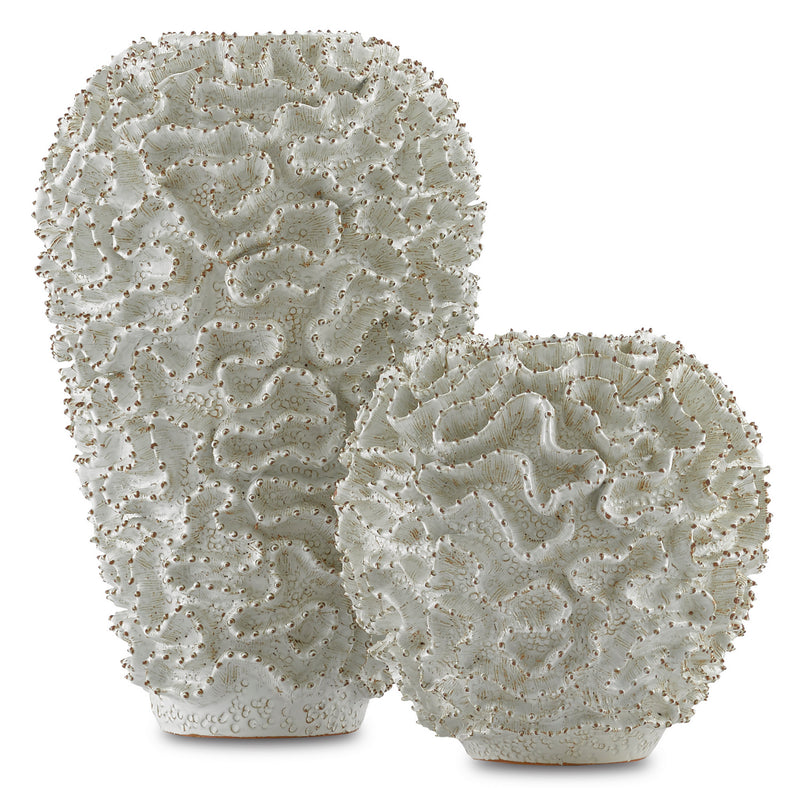 Currey and Company 1200-0296 Vase, White/Gold