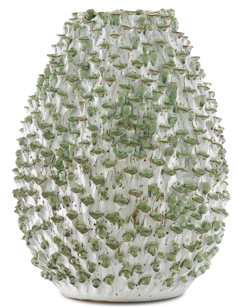 Currey and Company 1200-0301 Vase, White/Green
