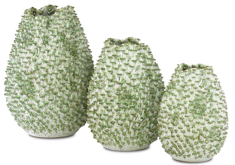 Currey and Company 1200-0302 Vase, White/Green
